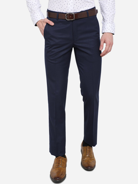 

METAL Men Navy Blue Slim Fit Formal Trousers