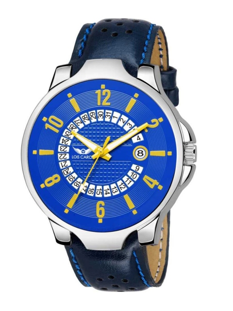 

LOIS CARON Men Blue Patterned Dial & Blue Leather Straps Analogue Watch MLC-8134