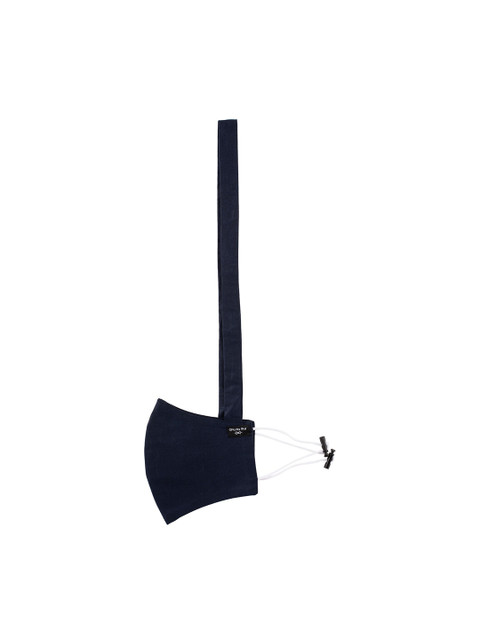 

The Tie Hub Unisex Navy Blue Solid 100% Premium Cotton Reusable Face Mask with Neckband