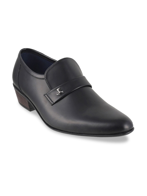 Mochi Men Black Solid Formal Leather Slip-On