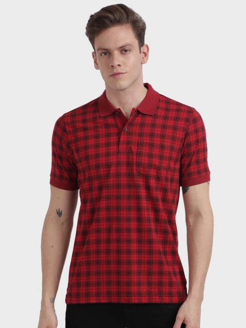 

ColorPlus Men Red Checked Polo Collar T-shirt