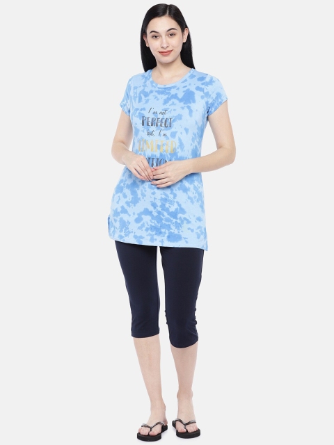 

Sweet Dreams Women Blue & Yellow Printed Night Suit