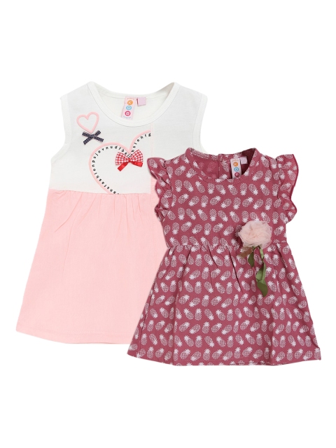 

Kids On Board Pack Of 2 Pink & White Chiffon A-Line Dress