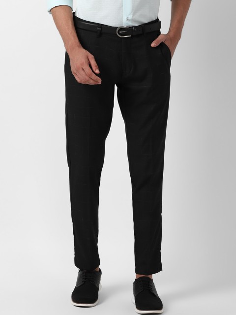 

Louis Philippe Sport Men Black & White Checked Slim Fit Regular Trousers