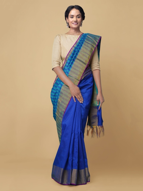 

Unnati Silks Blue Striped Art Silk Patola Saree