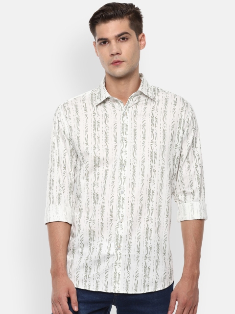 

V Dot Men Beige Slim Fit Printed Casual Shirt