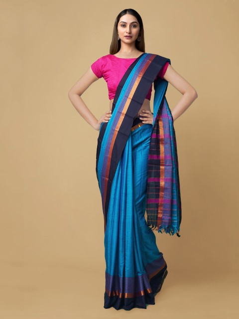 

Unnati Silks Blue Silk Cotton Narayan Peth Saree