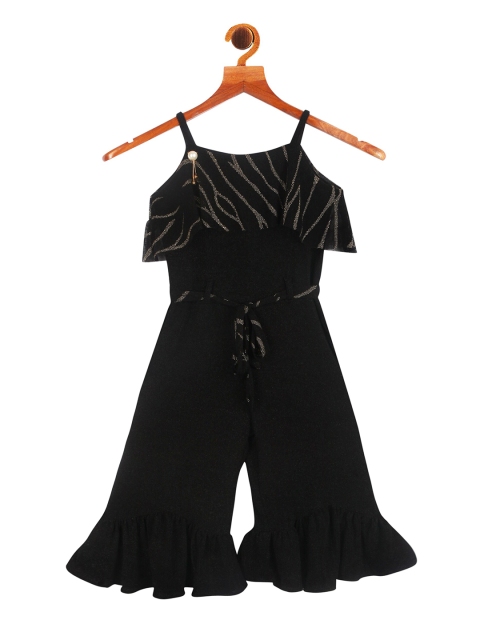 

Tiny Girl Girls Black Printed Basic Jumpsuit with Ruffles