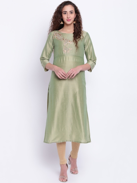 

Shakumbhari Women Green Thread Work Kurta
