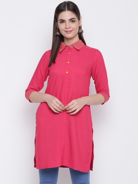 Shakumbhari Pink Shirt Collar Tunic