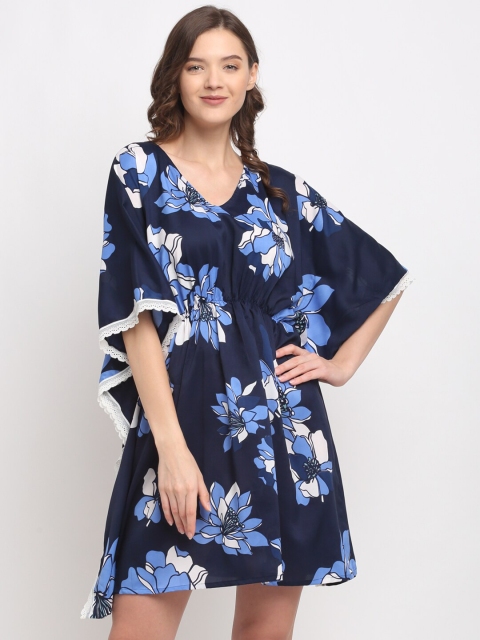

EROTISSCH Navy Blue Printed Kaftan Nightdress
