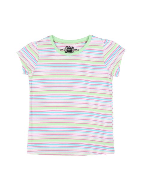 

CHALK by Pantaloons Girls White Pink Striped Pure Cotton T-shirt