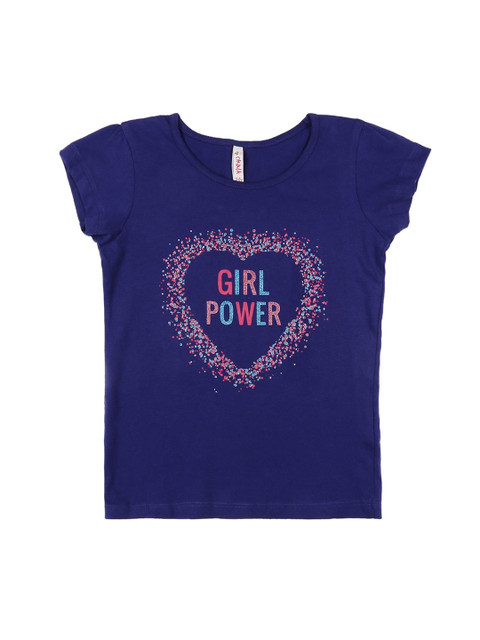 

CHALK by Pantaloons Girls Navy Blue Pure Cotton Typography Printed Cotton Pure Cotton T-shirt
