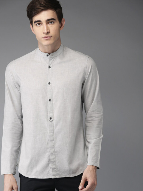 

THE BEAR HOUSE Men Grey Slim Fit Casual Shirt