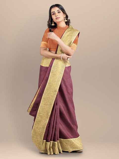 

BharatSthali Maroon Silk Cotton Handloom Mangalagiri Saree