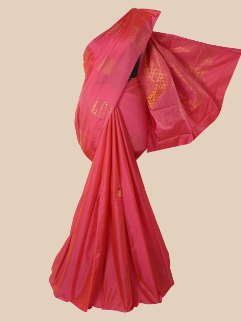 

Pothys Pink & Gold-Toned Woven Design Zari Silk Cotton Saree