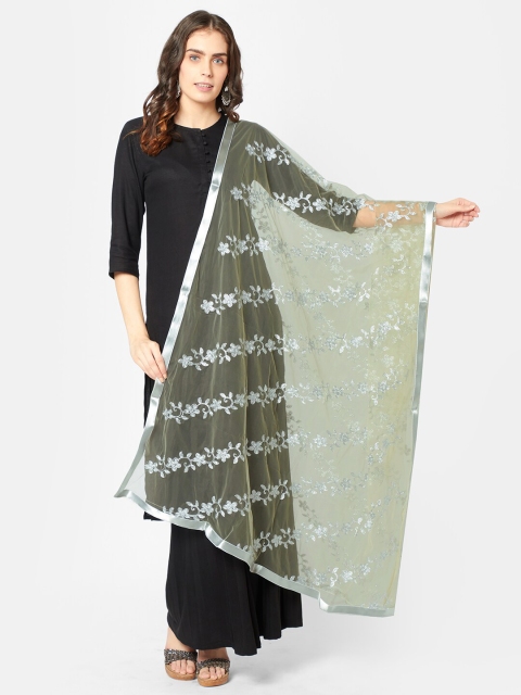 

Dupatta Bazaar Women Olive Embroidered Dupatta