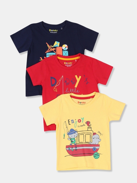 

Donuts Boys Assorted Pack of 3 Printed Pure Cotton T-shirt