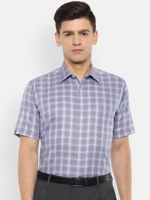 

Van Heusen Men Blue Checked Cotton Casual Shirt