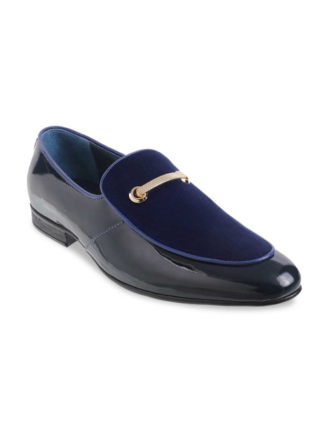 

Mochi Men Navy Blue Solid Leather Formal Loafers