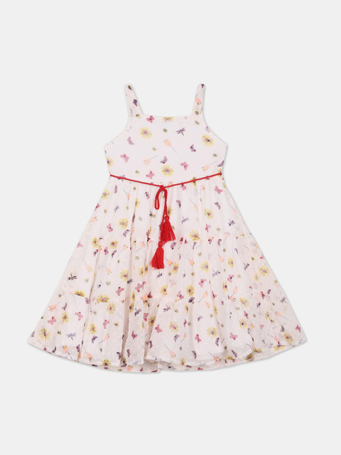 

Cherokee White & Pink Floral A-Line Dress