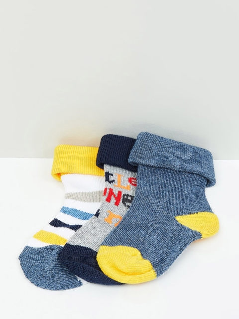 

max Boys Pack Of 3 Patterned Ankle-Length Socks, Grey