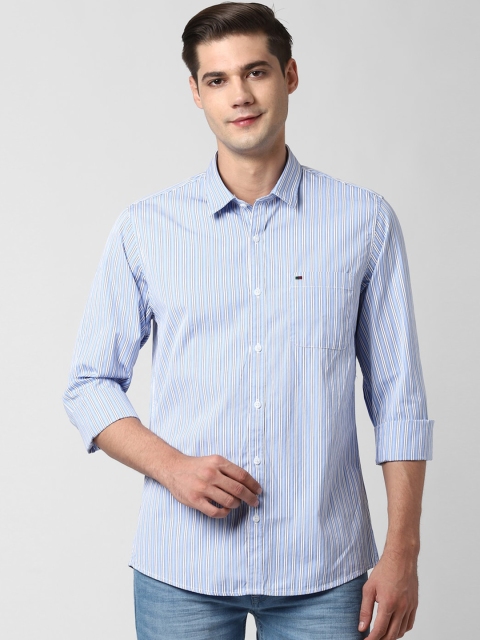 

Peter England Casuals Men Blue Slim Fit Striped Cotton Casual Shirt