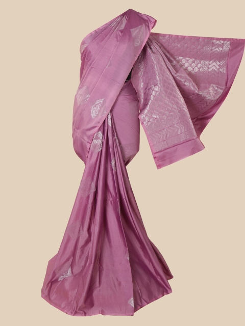 

Pothys Lavender & Silver-Toned Woven Design Zari Silk Cotton Saree
