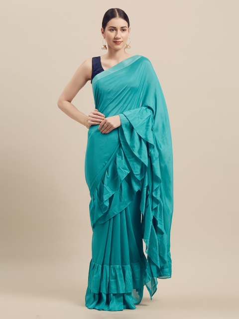 

Florence Blue Solid Poly Georgette Saree
