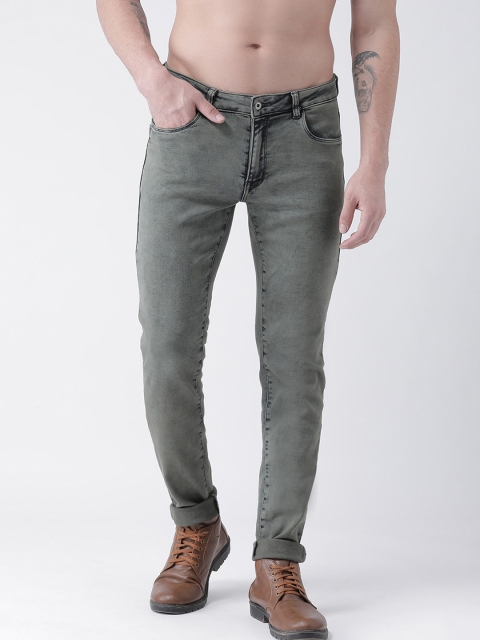 

Rex Straut Jeans Men Olive Tapered Fit Low Distress Heavy Fade Jeans