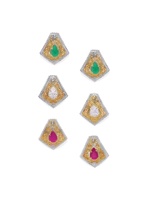 

AccessHer Set Of 3 Gold Toned Contemporary Studs Earrings