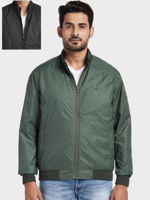 

ColorPlus Men Black Striped Reversible Bomber Jacket
