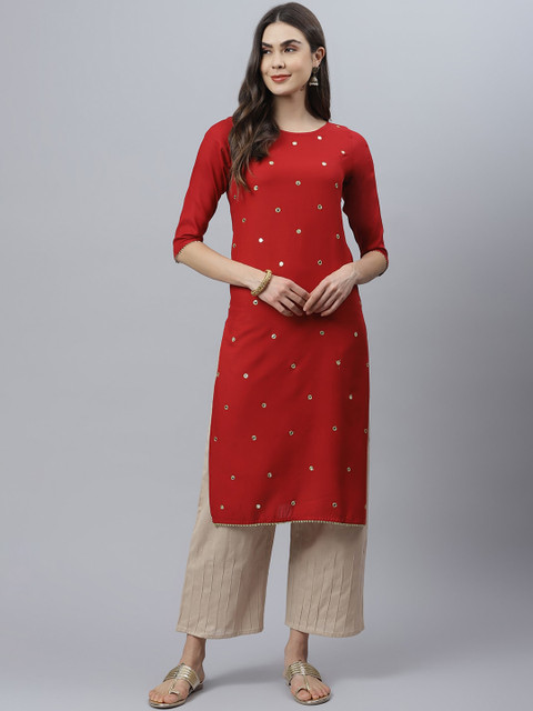 

Stylum Women Maroon Embellished Kurta