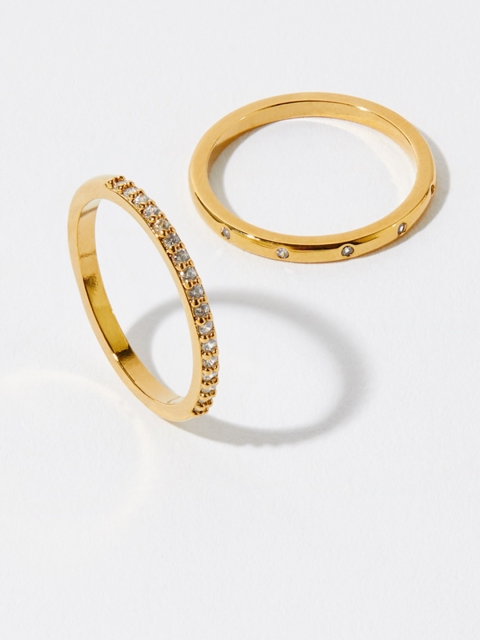 

Accessorize Set of 2 Gold-Plated Z 2X Pave Finger Rings