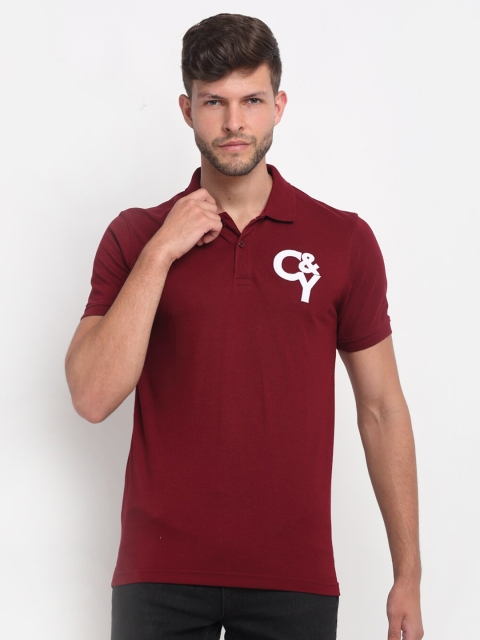 

Club York Men Maroon Polo Collar T-shirt