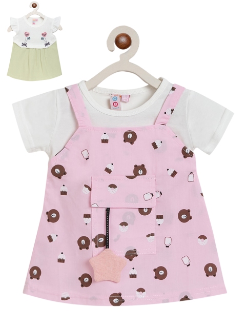 

Kids On Board Pack Of 2 Pink & White Chiffon A-Line Dress