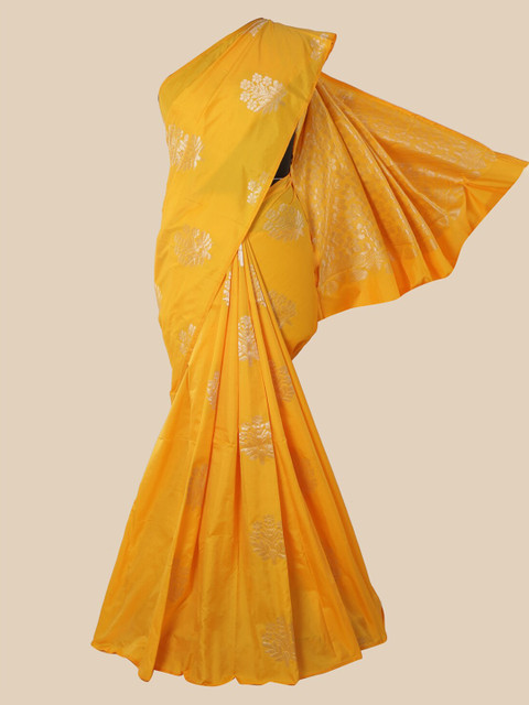 

Pothys Yellow Floral Silk Cotton Saree