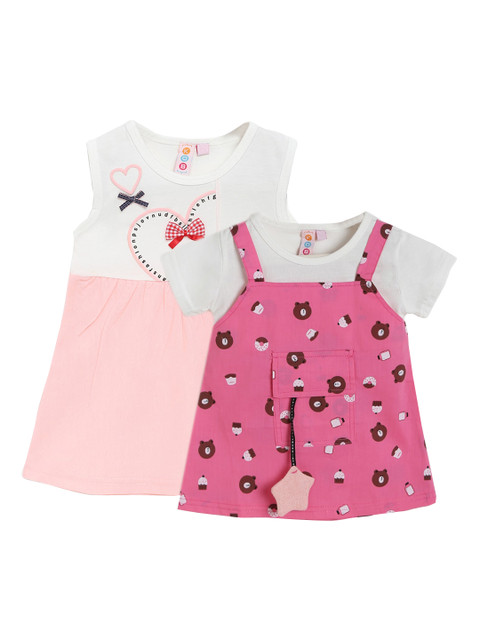 

Kids On Board Combo of 2 Pink & White Chiffon A-Line Mini Dress