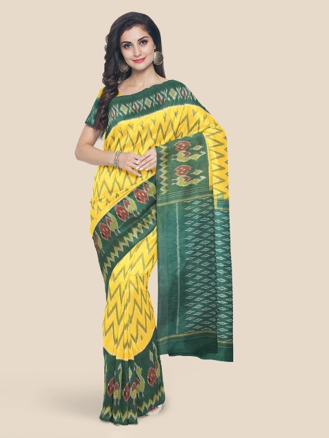 

KLM Fashion Mall Yellow Printed Cotton Blend Saree