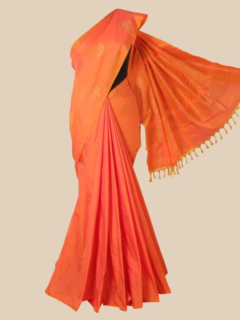 

Pothys Orange & Gold-Toned Ethnic Motifs Zari Silk Cotton Saree