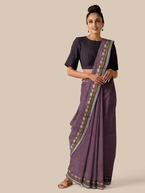 

Taneira Purple Floral Bengal Pure Cotton Saree