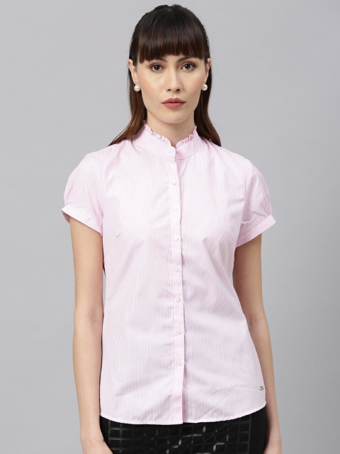 

Park Avenue Woman Women Pink Pinstripes Striped Formal Shirt