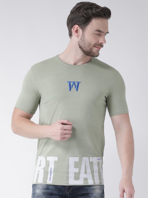 

Rex Straut Jeans Men Olive Green Typography Printed Slim Fit Cotton T-shirt