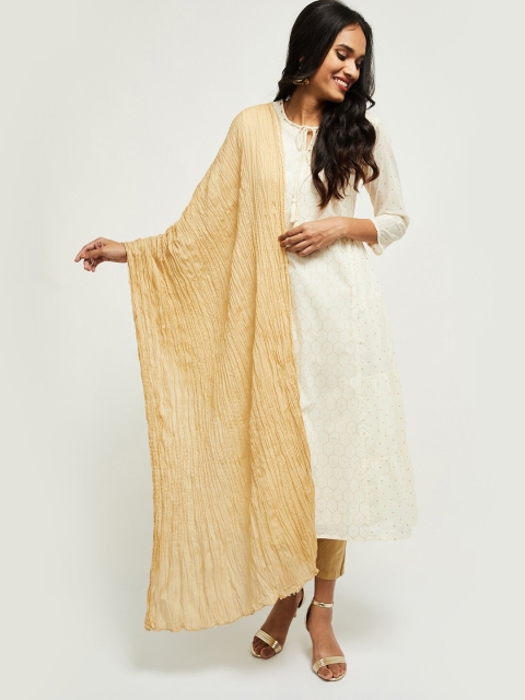 

max Women Beige Solid Pure Cotton Dupatta