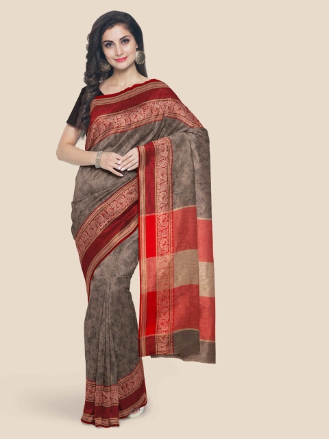 

KLM Fashion Mall Grey Floral Printed Saree
