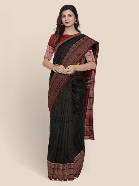

KLM Fashion Mall Black Silk Cotton Mangalagiri Saree