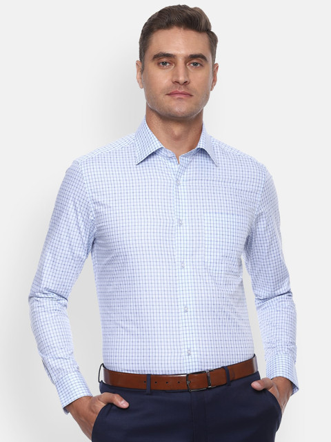 

Louis Philippe Men Blue Checked Cotton Formal Shirt
