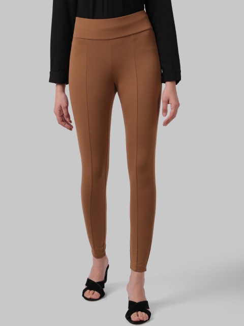 

Park Avenue Woman Brown Solid Ankle-Length Jeggings