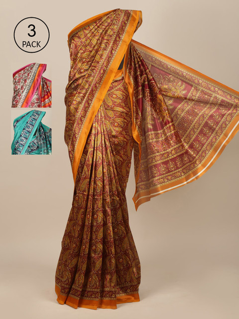 

Pothys Pack of 3 Woven Design Jute Silk Saree, Maroon