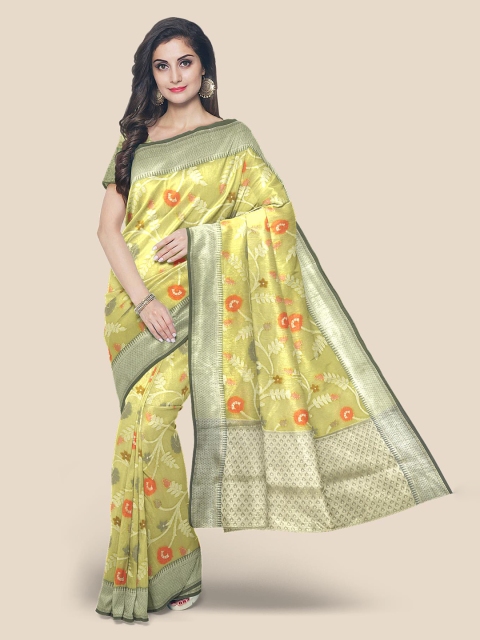 

KLM Fashion Mall Yellow Ethnic Motifs Silk Blend Banarasi Saree
